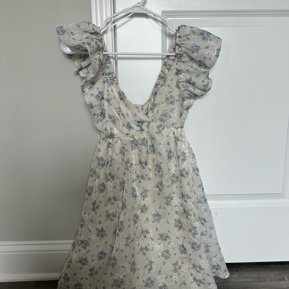 Jessica Simpson Blue and White Floral Mini Dress